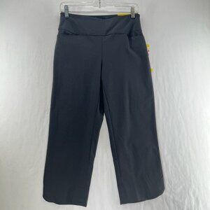 S.C. & CO 360 Tummy Control Cropped Pants Womens 6 Easy Pull On Petal Slit Black